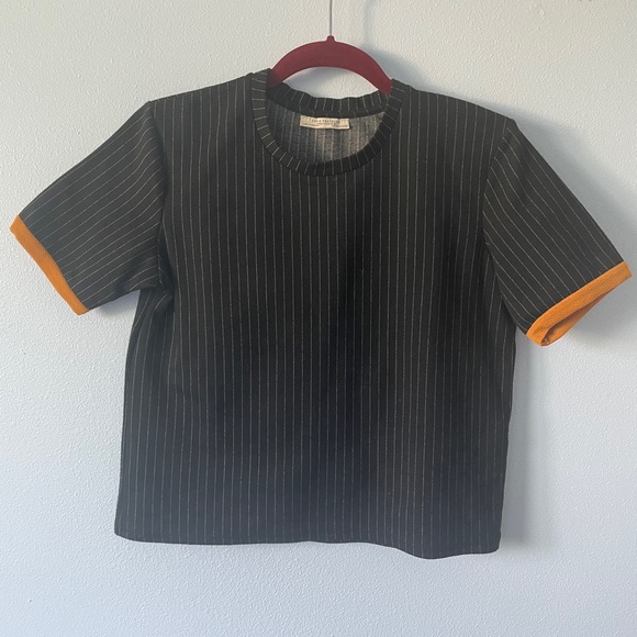 Zara Boxy Striped Structured Tee - Picture 1 of 3